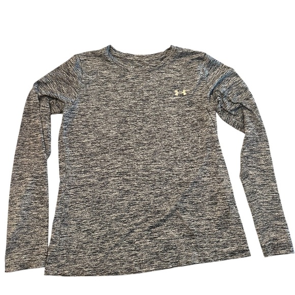 Under Armour Heathered Black Long Sleeve Top HeatGear Loose Mens Small Shirt Top - Picture 1 of 6